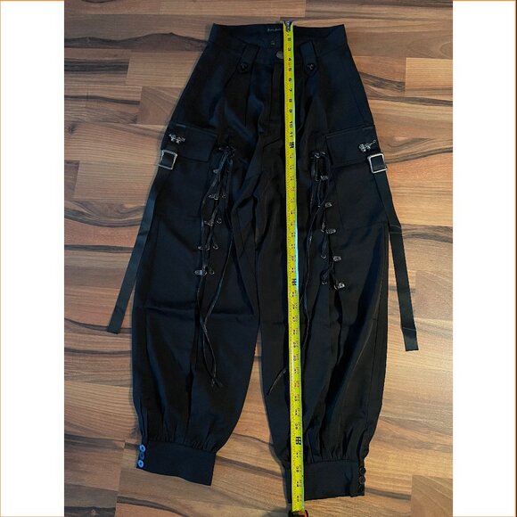 NWT Devil Fashion Open Leg Gothic Punk Lace Up Cargo Pants XS - Picture 6 of 12